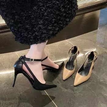 Новые Сексуальные Остроносые Тонкие Высокие Каблуки Женская Обувь Осенняя Мода Полые Однотонные Туфли для Вечеринки по Случаю Дня Рождения Модная Женская 35