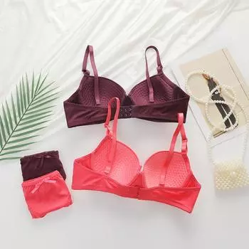 New sexy underwear disassembly shoulder strap steel ring gathers thin mold cup young women 75B