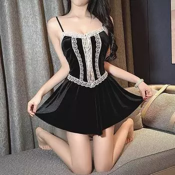 Новое сексуальное нижнее белье, клубный стиль, сексуальное платье на подтяжках, горячий бархат, стиль чистого желания, сексуальный сон One size