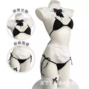 Новое сексуальное нижнее белье, сексуальная горничная, костюм страсти с тремя точками, униформа соблазнительный кружевной раздельный костюм One Size