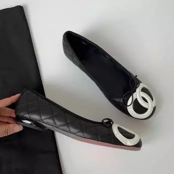 New shallow single shoes women Kangpeng bow ladyshoes ballet inner height-increasing retro flats 34