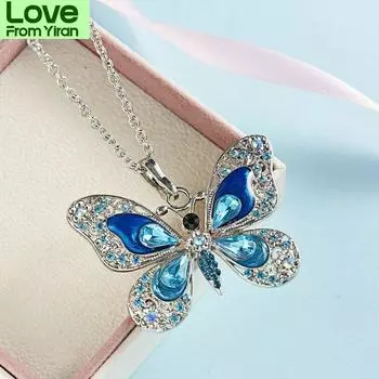 New Shiny Butterfly Necklace Ladies Exquisite Double Layer Clavicle Chain Necklace Jewelry For Ladies Gift Choker