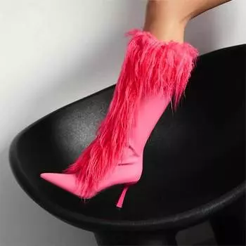 New shoes 2025 new fashion splicing Mao Mao side pull show women s boots pointed thin 34 чёрный