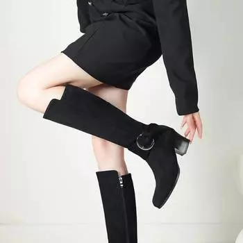 New shoes 2025 new giant legs thin~ platform black knight boots women s small long 34 коричневый