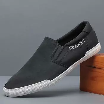 New Shoes for Men Canvas Casual Shoes Spring Fashion Concise Flat Shoes 6 Colors Slip-on Loafers Sneakers 38
