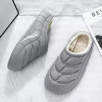 New Shoes for Men Men s Slippers Waterproof Slipper Soft and Comfortable Platform Shoe Non-slip Wear-resistant Add Velvet Unisex 36 чёрный