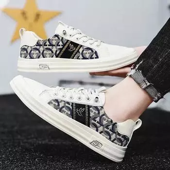 New Shoes for Men Spring New Style Fashion Striped Lace-Up Loafers Leisure Flat Shoes Leather Casual Shoes Zapatos Casuales 39