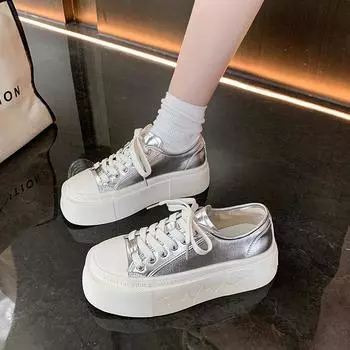 New Shoes for Women Lace-Up Casual Non-slip Wear Resistant 2024 Hot Sale Spring Autumn Trend Fashion Outdoors Women s Shoes 35 бежевый