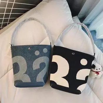 New Shoulder Bags Bucket Bag Women Bags Washed Denim Knitted Letters Axillary Bag Fashion Trend Leisure Versatile Crossbody Bags