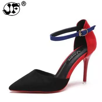 New side air women s high heels pointed stiletto sexy color matching hollow women s single shoes ghn78 3 чёрный