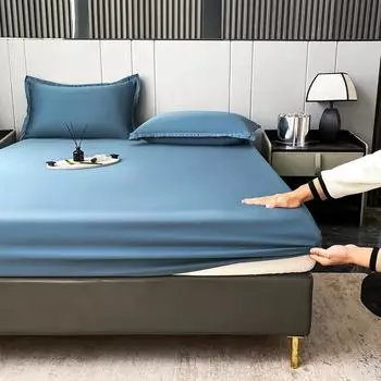 New Silk Bed Sheet Cool Feeling Bed Sheet Anti-Slip Ice Silk Three-Piece Mattress Protection Bedspread Dust Cover 90x200cm