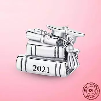 New Silver Charm 925 Sterling Silver Graduation Books Charm Beads Fit Original Fashion Bracelet DIY Jewelry Jewellery