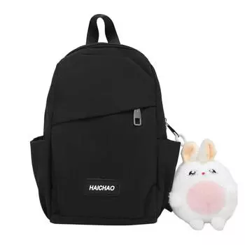 New simple backpack, light and casual daily matching, college student schoolbag, trendy travel women s backpack no pendant чёрный