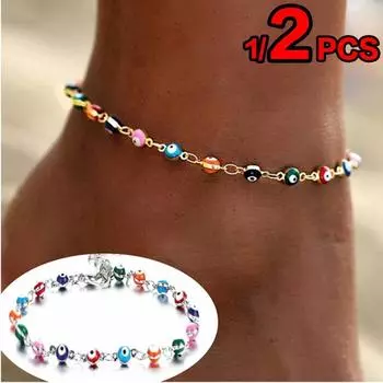New Simple Beach Anklet Retro Colorful Eye Anklet Footchain Jewellery