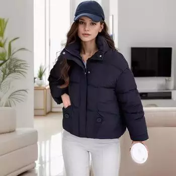 New simple cotton-padded clothes women s short Korean version stand-up collar loose cotton-padded jacket bread cotton-padded clothes M