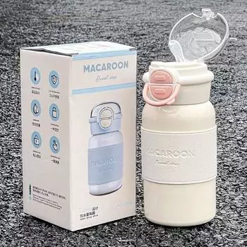 New Simple Double Drink Thermos Cup Large Capacity Portable Water Cup with Straw Female Handy Cold Cup 500ml