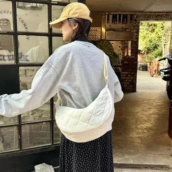 New Simple Leisure Textile Women Shoulder Bag Solid Color Large Capacity Quilted Female Trendy Crossbody Bag For Commute Outings