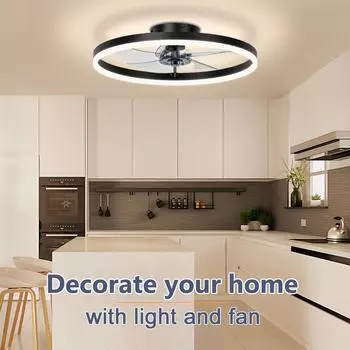 New simple ultra-thin LED ceiling fans with light silent Modern smart remote control dimming chandelier fan Living room lights белый