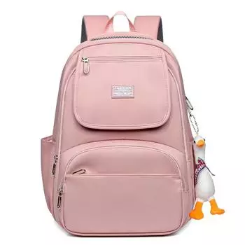New Simple Versatile Backpack Large Capacity Leisure Travel Backpack Lightweight Burden Reducing College Student School Bag розовый
