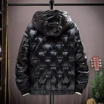 New Simple Winter Men s New Glossy Down Jacket Top Trendy White Duck Down Jacket Warm and Windproof Men M серый