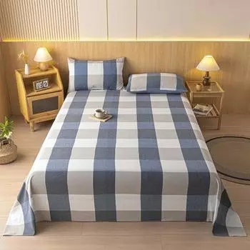 New Single Character Bed Sheet All Cotton Yarn-dyed Washed Cotton Mattress Cover Soft Skin Friendly Double Bedding More Size 120x230cm 1pcs