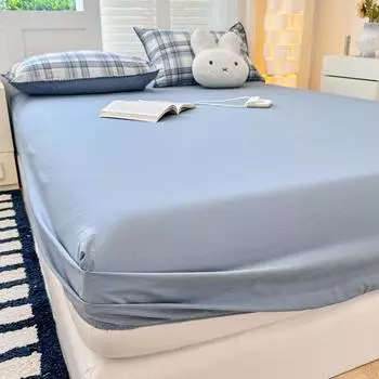 New Single Product Bed Hat Yarn-dyed 100% Cotton Washed Cotton Mattress 360 Degree Mattress Cover with Elastic Wrap 90x200 90x200x26cm 1pcs