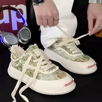 New skateboard shoes platform shoes breathable spring and summer bread shoes men s casual shoes dissolving board shoes live canvas shoes 39 коричневый