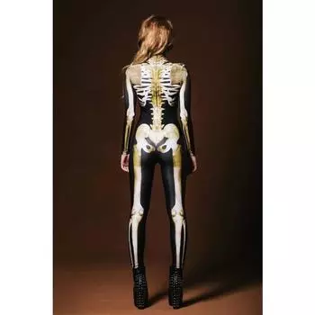 New Skeleton Skull Digital Printing Women s Tight Halloween Party Jumpsuit Cosplay Costume Zentai Bodysuit Outfit XS