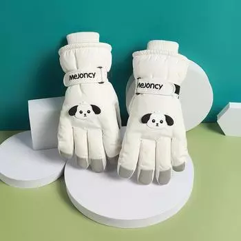 New Ski Gloves Thickened In Autumn and Winter Plus Velvet Outdoor Riding Trams Windproof and Splash Proof Warm Cartoon Cute Touch Screen. one size fits all