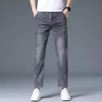 New Slim Jeans Men s Stretchy Slim Feet 9-point Casual Pants 28
