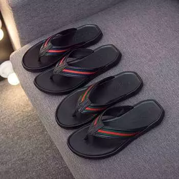 New slippers men s flip-flops summer sandals fashion trend outdoor wear non-slip pinch foot beach shoes 40 зелёный