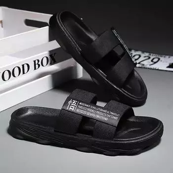 New slippers men s outer wear summer trend fashion versatile thick bottom home sports beach one word men s cool slippers men 39/40