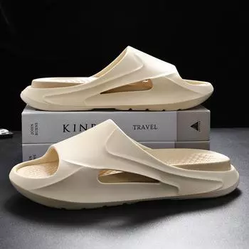 New slippers men s summer fashion simple outer wear thick bottom non-slip outdoor sports leisure beach men s one-word drag 40-41 бежевый