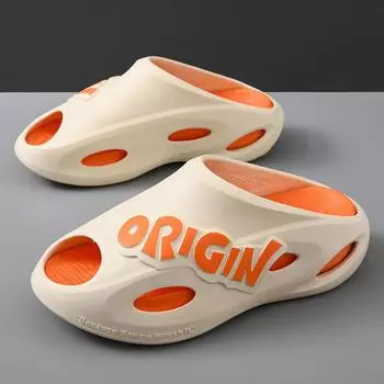 New slippers men s summer fashion simple outer wear thick bottom non-slip outdoor sports leisure beach men s one-word drag 40-41 оранжевый