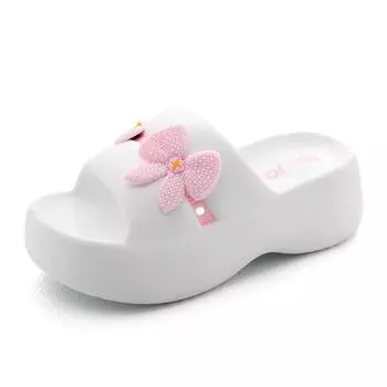 New slippers women s non-slip EVA heightened super thick bottom home fashion super soft one-word drag inside and outside wear 35-36 белый