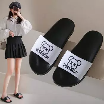 New slippers women s summer wear cartoon non-slip indoor home thick bottom bathroom cute cool slippers 36/37 чёрный