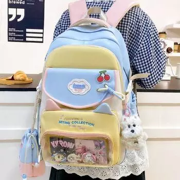 New small fresh backpack, high value and large capacity schoolbag for primary and secondary school students, simple leisure travel backpack No pendant badge card
