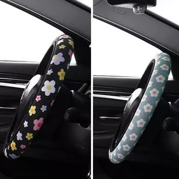 New Small Fresh Flower Elastic No Inner General Wheel Car Cover And Steering Absorbent Handle Purpose Cover Breathable P6J4 чёрный