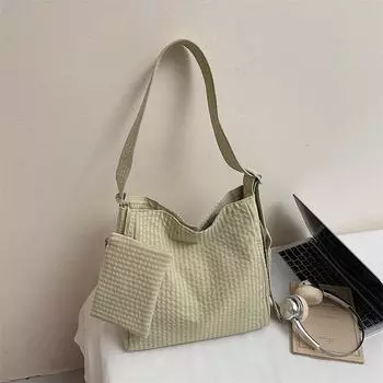 New small fresh tote bag versatile large capacity shoulder bag casual shoulder messenger bag women s bag зелёный