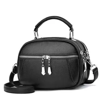 New small handbag simple shoulder bag small round bag casual women s bag mother bag 21*9*15 чёрный