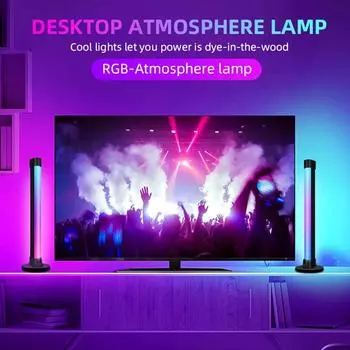 New Smart LED Pickup Light 5V 2A RGB Symphony Lamp Ambient LED Lamp Bluetooth App Control Music Rhythm Lights Gaming Bar TV Computer Desk 32.5*6cm