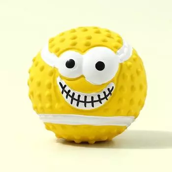 New smiley face ball latex sound toy molar teeth cleaning pet latex ball dog toy pet supplies About 7cm