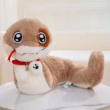 New Snake Dog Plush DollS Collar Bell Fun Home Animals Decor Baby Comfort Doll Super Soft Cartoon Girls Birthday Christmas Gifts about 20cm