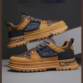 New Sneakers for Men Fashion Men s Casual Shoes Outdoor Hiking Men s Platform Shoes Comfortable Wear-resistant Male Board Shoes 39 хаки