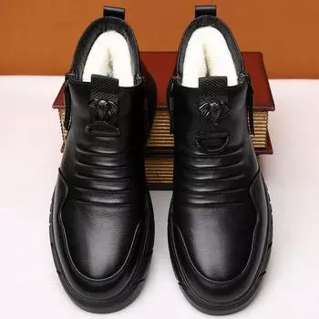 New Snow Boots Protective and Wear-resistant Sole Man Boots Warm and Comfortable Winter Walking Boots Big Size 38 чёрный