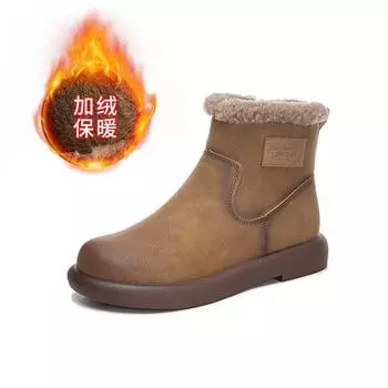 New snow boots women s 2025 winter velvet warm women s boots casual short boots versatile retro polished fashion women s shoes 35