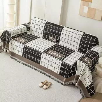 Новый чехол для дивана, двухстороннее полотенце для дивана, универсальное одеяло из синели для дивана в клетку на все времена 180X130CM