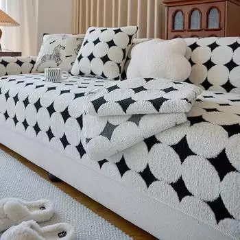 New Sofa Cushion Autumn and Winter Advanced Sense Plush Thickened Non-Slip Cushion Leather Sofa Cover Cover Cloth 70x70