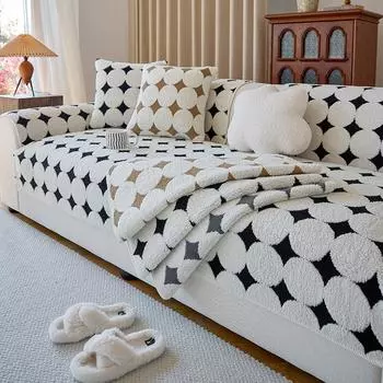 New Sofa Cushion Autumn and Winter Advanced Sense Plush Thickened Non-Slip Cushion Leather Sofa Cover Cover Cloth 70x70