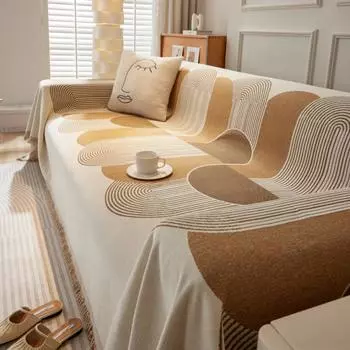 New Sofa Towel Full Cover Cloth Cover Universal Four-season Plush Sofa Cushion Cover Anti-slip Cover Blanket Anti-cat Scratch 180x90 чёрный